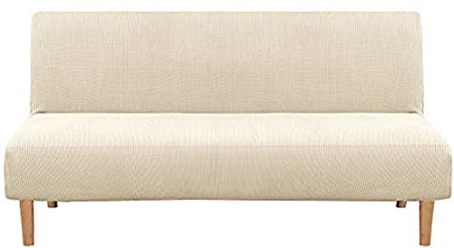 BXFUL Elastischer Sofabezug Ohne Armlehne Sofaüberwurf Sofabezug Armlose Antirutsch Sofahusse Couch überzug für Klappcouch ohne Armlehnen (Natürliche Farbe)