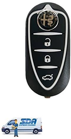 Chiave Tutti I Colori per Telecomando Alfa Romeo Mito Giulietta Guscio con Lama a 3 Tasti + Logo (Nero+Logo Nero)