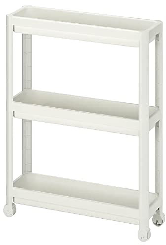 I-K-E-A Rollwagen mit 3 Ebenen, Mehrzweck-Organizer für Büro, Küche, Schlafzimmer, Badezimmer, Waschküche und Kommoden, 54 x 18 x 71 cm, Weiß, ABS Kunststoff