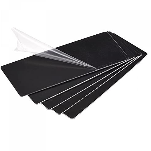 sourcing map En Blanco Metal Tarjeta 80mm X 30mm X 0,8mm Anodizado Aluminio Placa Negro 10 Piezas