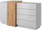 mb-moebel Kommode mit 3 Schubladen und 2 Türen Sideboard Highboard Schrank für Wohnzimmer, Schlafzimmer, Esszimmer, Flur&Diele Weiß+Gold Craft Eiche 45x160x93 Monet 2D4S