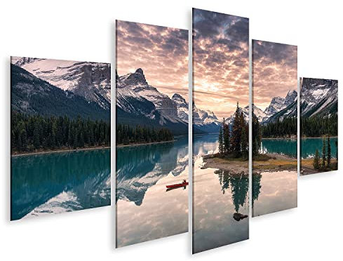 islandburner Bild auf Leinwand Reisende Kanufahrer Rocky Mountain Reflexion Maligne Lake Spirit Island Jasper N Bilder Wandbilder Poster
