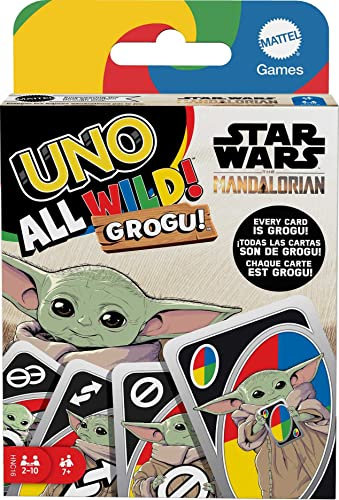 Mattel Games UNO The Mandalorian All Wild Grogu Kartenspiel für Kinder & Erwachsene mit Grogu Bildern & Sonderregel, 2 bis 10 Spieler