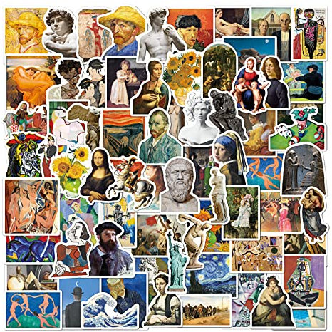 NOGAMOGA Set di Adesivi Estetica a Tema Arte per Laptop, Adesivi in Impermeabili Vinile Decalcomanie Stickers per Portatile Cellulare Casco Valigia Scrapbooking