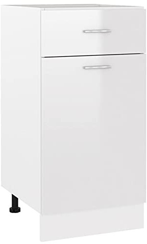 ZEYUAN Armario Inferior con cajón de Cocina, Mueble Cocina, Armario Despensero Cocina, Alacena De Cocina, Alacenas Y Vitrinas, Cocina Muebles, Armarios baños, aglomerado Blanco Brillo