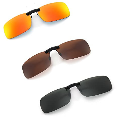 3 Stück Polarisierte Gläser Sonnenbrille Clip, Sonnenbrille zum Anklipsen, Sonnenbrille Nachtfahrbrille Clip, Myopie Sonnenbrille Polarisierte Clip, Polarisiert Clip Auf Sonnenbrillen, für Im Freien