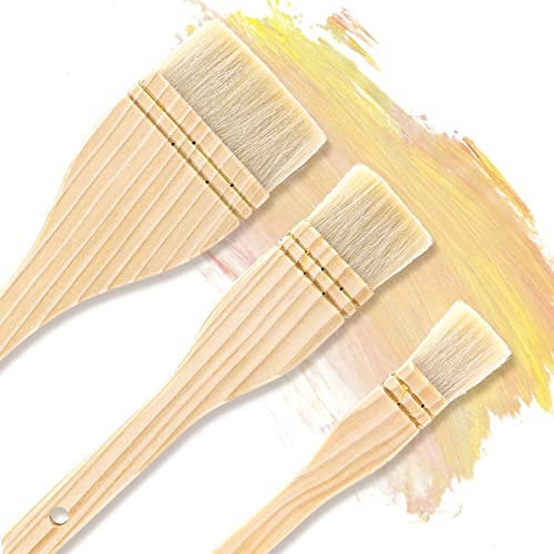 Lot de 3 pinceaux plats en poils de mouton doux pour aquarelle, peinture en céramique, poterie, peinture