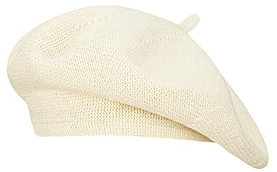 Gllutt Dünne Sommermütze für Damen, gestrickt, lässig, französischer Stil, locker, weich, einfarbig, Beige, Einheitsgröße