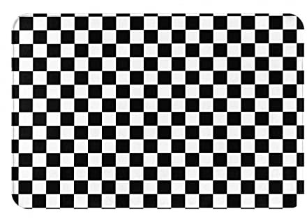 JAYWIS Fußmatte mit schwarz-weiß kariertem Druck, weicher Eingangsteppich, rutschfeste Fußmatte für drinnen und draußen, waschbar, 40 x 60 cm