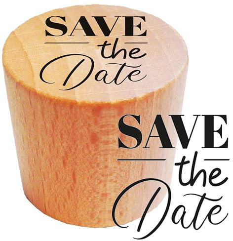 Stempel aus Holz, rund, Save the Date – FSC 100%