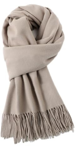 Wambere 200cm x 68cm Damen Winter Warmer Schal mit Quasten,Fransenschal Pashmina Scarves Fransentücher Damentuch Stola Halstuch für Tägliches Tragen Outdoor Aktivitäten Radfahren Spaziergang,Grau