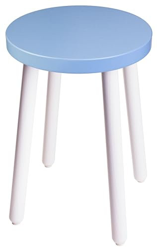 Spec-Wood Hocker Holz - Barhocker Holz - Kleiner Hocker - Küchenhocker - Blumenständer Holz - Couchtisch klein - Holz Deko - Pflanzenständer - Hocker Rund - Hellblau/Weiß