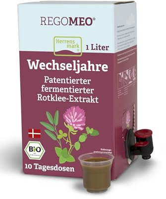 REGOMEO 1L I Rotklee Extrakt mit ausgewählten Kräutern für die Wechseljahre | Ruhe & Ausgeglichenheit in der Menopause I Unterstützt bei u.a. Schlaflosigkeit & Hitzewallungen I Mit pflanzlichem Östrogen