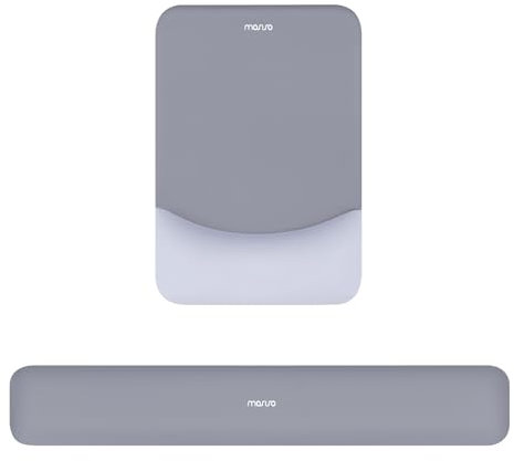 MOSISO Wrist Rest Support for Mouse Pad&Keyboard Set, Rectangular Ergonomic Mousepad Non-Slip Base Home/Office Pain Relief&Easy Typing Pad with Neoprene Cloth&Raised Curved Memory Foam, Gray