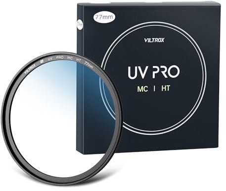 VILTROX Filtre de Protection UV MC de 77mm, Filtre UV UHD, 18 Revêtements Multicouches, Hydrophobe, Résistant aux Rayures, Filtre UV Ultra Fin pour l'objectif de la Caméra 77mm