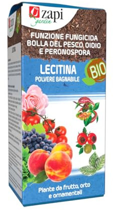 Zapi Garden | Lecitina Polvere Bagnabile BIO, Fungicida per Piante, Bolla del Pesco, Oidio e Peronospora, 100g