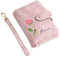 Wamantic Portefeuille Personnalisé Femme Portefeuille Personnalisé avec Nom et Fleur de Naissance Porte Monnaie Court en Cuir PU Portefeuille Petit Format Compact avec 16 Emplacements Cartes(Rose-1)