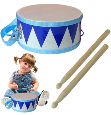 Batterie pour , Batterie pour | Petite Batterie avec 2 Baguettes, Sangle réglable,Jouets de Tambour Amusants en Bois pour bébé de 8 Pouces, Instruments de Musique éducatifs d'apprentissage précoce