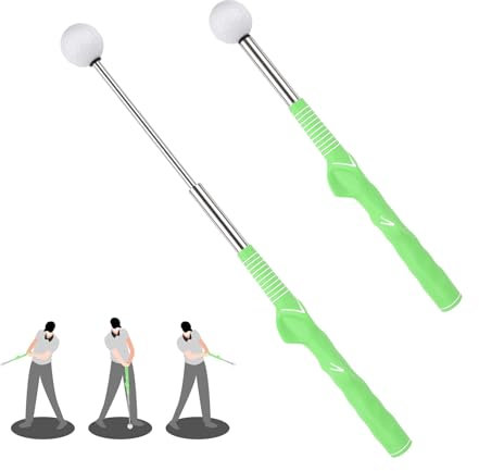 Retractable Golf Training Aid, Practical Swing Trainer Portable Golf Grip Training Aid Stretchable Golf Alignment Sticks for Indoor Practice Warm-up Tempo Chipping Hitting Training (Green)