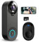 Timbre inalámbrico con cámara, 2 K FHD timbre inalámbrico exterior impermeable, detección humana PIR, visión nocturna color, audio bidireccional, Tuya Smart Home, Wi-FI 2G/5G, con tarjeta SD de 64G
