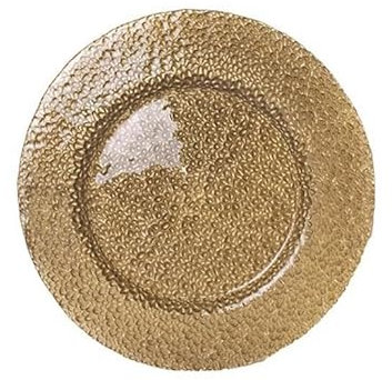 Cegeco 1 Pezzo Sottopiatto da Tavola in Vetro Oro 33 cm