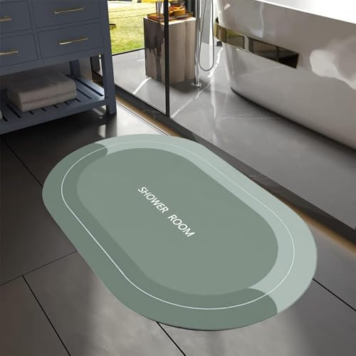 Extra Dünn Rutschfeste Badematte 40 x 60 cm, Super Absorbierende Badezimmerteppich, Badteppich Rutschfest Waschbar, Schnell Trocknende Badezimmermatten für Dusche, Badezimmer, Toilette (Grau)