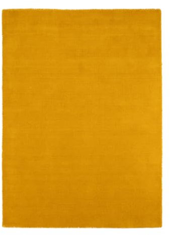 carpetfine handgefertigter Wollteppich Gabbeh Lola Gelb 120x170 cm Weich, Hochwertig, Zeitlos | Reine Schurwolle für Gemütlichkeit & Eleganz im Wohn- und Schlafzimmer