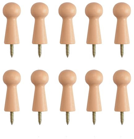 MOROBOR 10pcs Wooden Hooks Shaker Pegs, Towel Hook, Shelf Clip, Self-Adhesive Solid Hook for Bathroom Towels, Doors, Stair Edges, Wardrobes