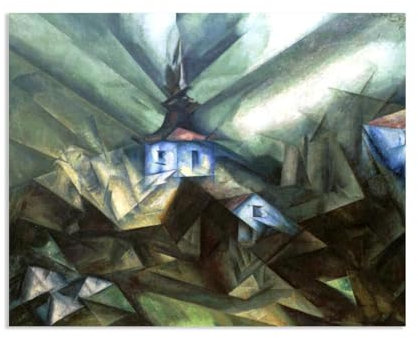 Hau3sh3a Lyonel Feininger Bilder,Lyonel Feininger Druck,Benz VI,Poster Lyonel Feininger Leinwand Schlafzimmer Heimdekoration Leinwand Bild,35x30cm(14x12in) Nur Leinwand