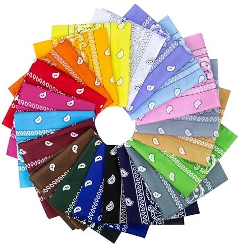 Chalier Cmfort Bandana Damen Herren Nickitücher Kopftuch Paisley Muster Mischfarben Bandana MultifunKopftuch,20 Pack