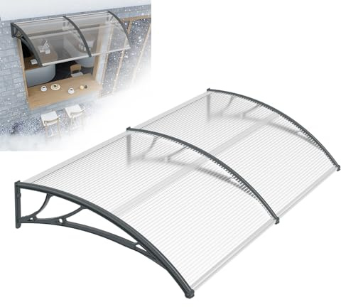 Froadp 300x100 cm Pultvordach Vordach Türdach Sonnenschutz Pultbogenvordach Vordach Regenschutz Überdachung Haustür (Grau)