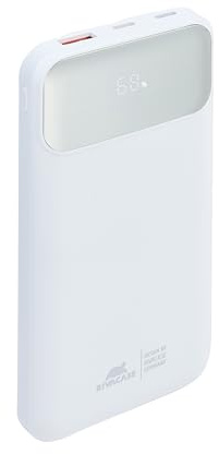 RIVACASE VA2211 Powerbank 10000 mAh, Externer Akku mit 22,5W Ausgangsleistung, Typ-C Eingang/Ausgang, 3 eingebaute Kabel, kompatibel mit iPhone, Samsung, Xiaomi u.a.