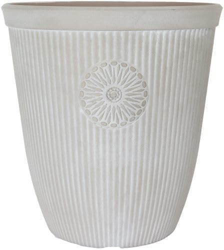 Jack Stonehouse Outdoor Classic Kensington Tall Planter | Slate Effect Round Plastic Flower Pot | Frost & UV Resistant Traditional Garden Plant Pot | 16 High | 33lt | 40cm Dia (2, Pebble White)