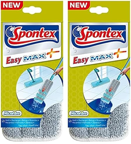 Spontex Easy Max+ - Ricarica per mocio Piatto in Microfibra, Confezione da 2, 1 ricambio