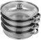 Cabilock Olla Vaporera De Acero Inoxidable De 28 Cm Y 4 Capas Para Cocinar Olla Vaporera Multiusos Para Albóndigas Tamales Y Verduras | Diseño Apilable Para Cocinas Domésticas Y