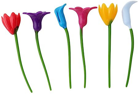 KICHOUSE 6Pcs Flower Shape Silicone Wine Glass Charms Drink Markers for Parties Weddings and Celebrations Fun Drink Identifiers for Guests