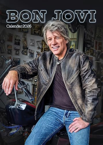 Bon J Hollywood Wandkalender 2026, A3, 29,7 x 42 cm, 12 Monatsfotos, Wirobound, Vollfarb-Jovi