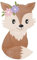 Bügelbild Fuchs Boho Aufbügler für Textilien für Kinder Waldtier Blüten Kindermotive Bügelpatch mit Anleitung Motive für Schultüten, Kissen, Tshirts DTF Bügelmotive (Klein (10x6 cm))