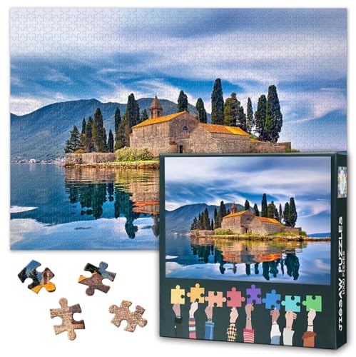 Puzzles für Erwachsene – Montenegro-Seelandschaft-Puzzles 1000 Teile, Europa-Kunst-Puzzle für die ganze Familie (27,5„ x 19,7“), einzigartige Wohnkultur