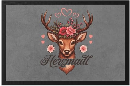 Hey!Print Herzmadl Fussmatte – Stilvolle Fußmatte mit romantischem Hirsch Motiv