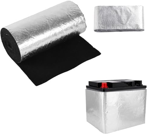 Car Battery Insulation Kit, 210x17.8cm/82.6x7in Heat Shield Battery Wrap with Aluminum Foil Tape for Most Vehicles High-Temp Insulation Blanket Cover for Cold/Heat Weather Protection Warmer Protector