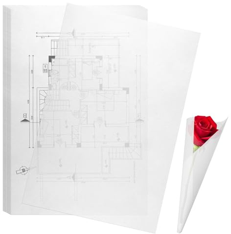 100 Blatt Transparentpapier Bedruckbar A4, 73g/m² Transparentpapier Weiß, Pauspapier, Tracing Paper, Pergamentpapier zum Bedrucken für Skizzieren, Pausieren, Verpacken, Zeichnen