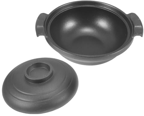 Marmite à Soupe en Céramique Noire, Pot de Cuisson Double Anse | Porridge et Mijotage, Rétention de Chaleur, Usage Restaurant et Commerce Alimentaire