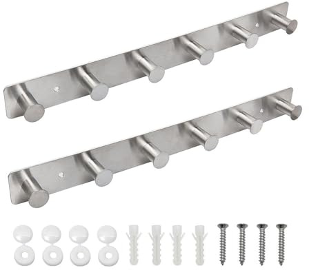SYPEN 2 Stück Garderobenhaken Silber Metall | Wandgarderobe 40cm Edelstahl Optik | Kleiderhaken Wand Stabil | Hakenleiste Modern | Wandhaken Garderobe Set | Jackenaufhänger Flur