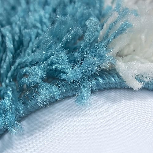 KADIMA DESIGN Hochflorteppich Karo-Muster Weich Flauschig Waschbar Strapazierfähig Läufer Türkis 80x250 cm Wohnzimmer Schlafzimmer Fußbodenheizung geeignet Schadstoffgeprüft Oeko-TEX | RHEIN