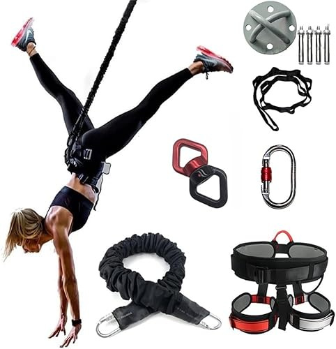 Bungee Fitnessgeräte Set, Air Yoga Bungee-Widerstandsband Stretch Gürtel, 4D Tanz-Bungee-Seil, Exercise Resistance Belt Training Fitness für Zuhause Gym Professionelle Trainingsausrüstung