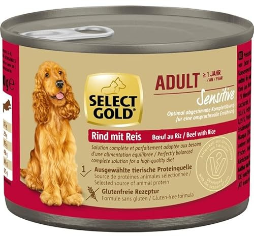 Select Gold Sensitive Adult Rind, Reis 6x200g