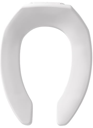 Bemis 000 M1955C-000 1955CT Commercial Heavy Duty Open Front Toilet Seat Will Never Loosen & Reduce Call-Backs, Plastic, White, Elongated