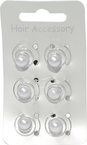 FAUX PEARL TWIST IN HAIR COILS / SPRINGS 1cm Pack of 6