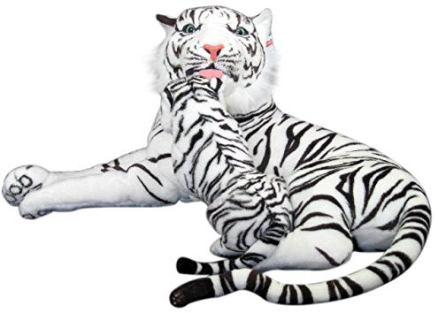Wagner Plüschtier Tiger mit Baby - liegend - Weiss - 85 cm